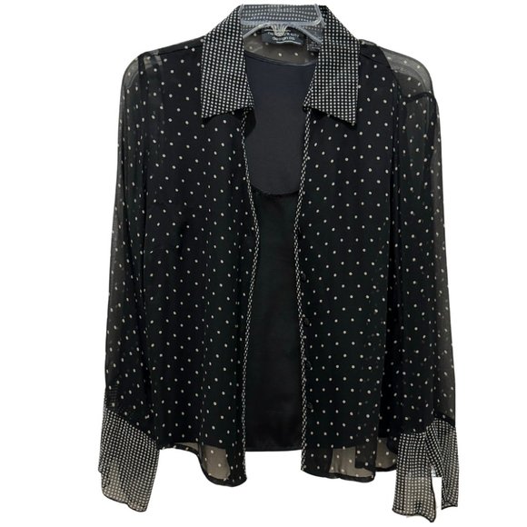 New York City Design Co Top 100% Silk Lined Buttons Front With Cami Size L NWT - Picture 3 of 14